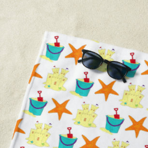 Starfish Sandcastle Beach Pail Summer Vacation Toy Towel