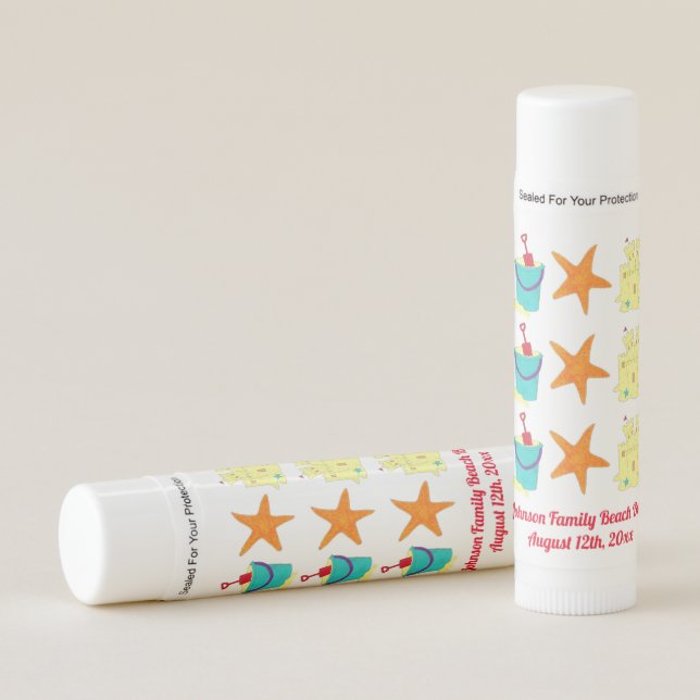 Starfish Sandcastle Sand Toys Summer Fun Beach Lip Balm (Front)