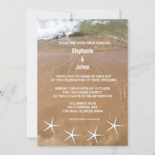 Starfish Sandy Beach Ocean Destination Wedding Invitation