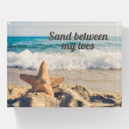 Starfish Sandy Beach Ocean Sand Between Toes  Paperweight