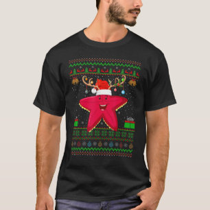 Starfish  Santa Hat Matching Ugly Starfish Christm T-Shirt
