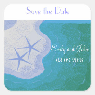 Starfish Save the Date Square Sticker