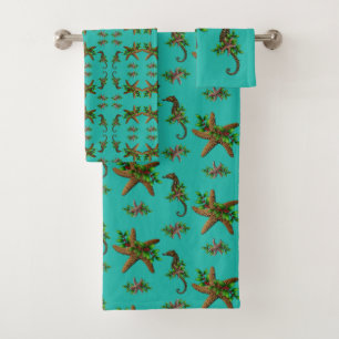 Starfish Sea Horse Christmas Bath Towel Set