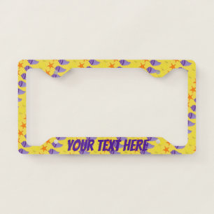 Starfish Sea Shells Beach Ocean Vacation Yellow License Plate Frame