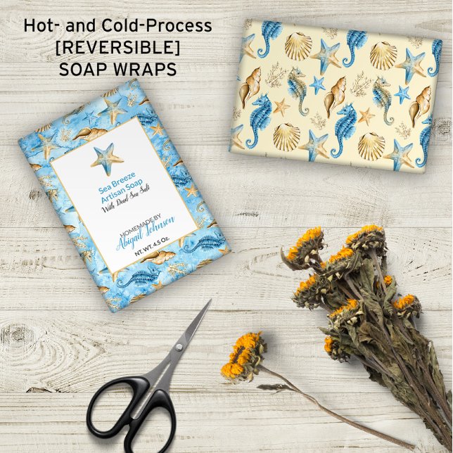🐚 Starfish Sea Shells Ivory & Blue Soap Wrap (🐚 Starfish Sea Shells Ivory & Blue Soap Wrap (No Minimums)
)