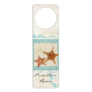 Starfish Sea Shells Ocean Greek Key Pattern Beach Door Hanger