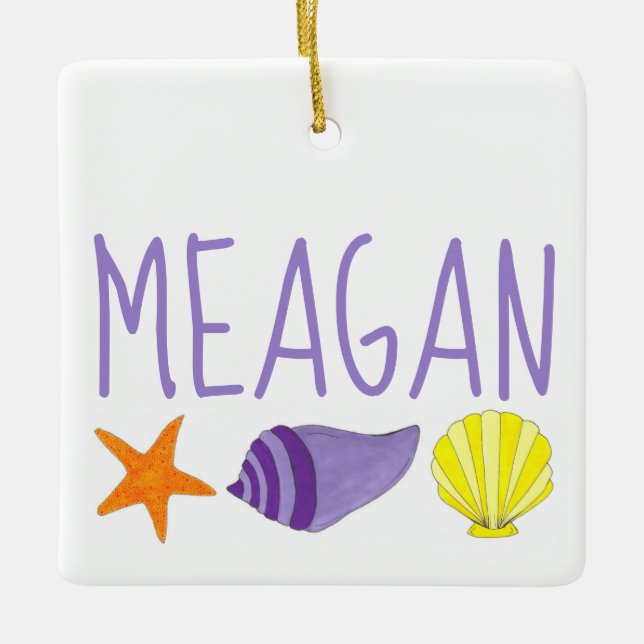 Starfish Sea Shells Seashore Beach House Vacation Ceramic Ornament (Front)