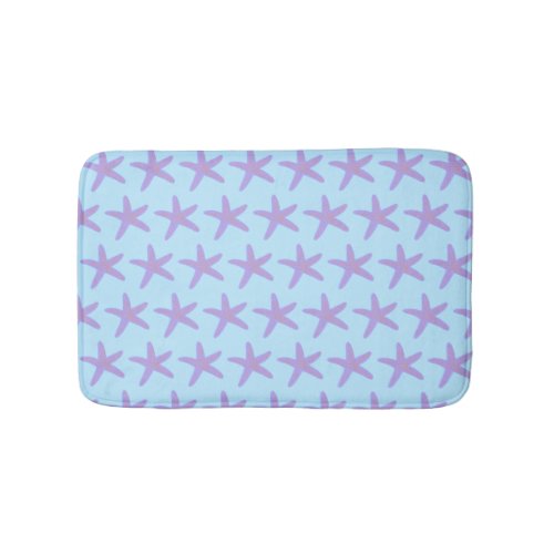Starfish Sea Stars Ocean Beach Blue Purple  Bath Mat