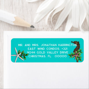 Starfish Seahorse Christmas Return Address labels