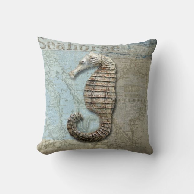 starfish seahorse pillow, Copyright Karen J Willia Throw Pillow (Front)