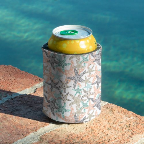 Starfish Seamless Pattern Can Cooler
