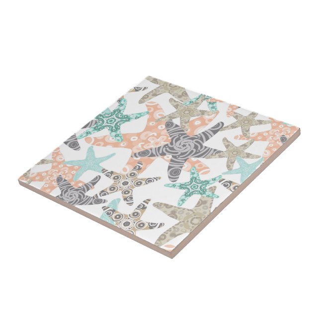 Starfish Seamless Pattern Ceramic Tile (Side)