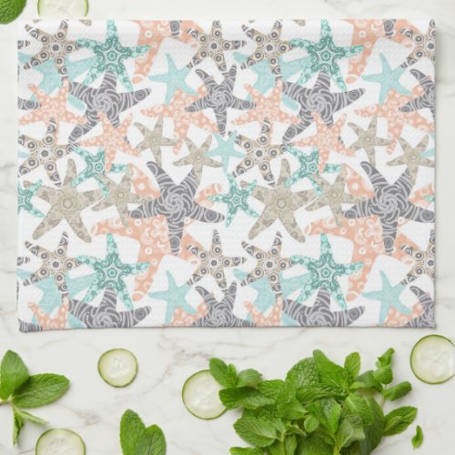 Starfish Seamless Pattern Kitchen Towel