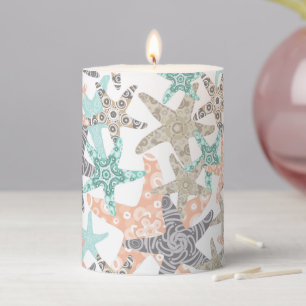 Starfish Seamless Pattern Pillar Candle