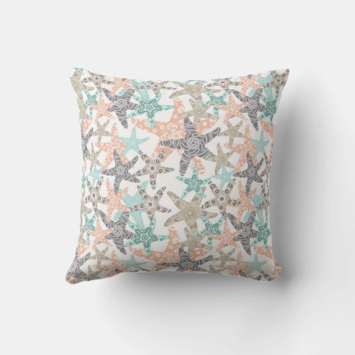 Starfish Seamless Pattern Square Throw Pillow