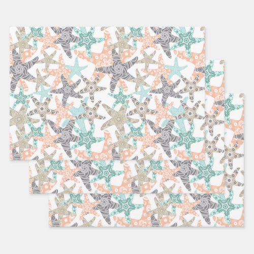 Starfish Seamless Pattern Wrapping Paper Set