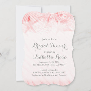 Starfish seashell beach bridal shower invitations