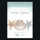 Starfish Seashell Beach Wedding Place Card<br><div class="desc">Designed to coordinate with my Starfish Sea wedding collection, this is a perfect place card for a nautical or beach themed wedding. The front features watercolor starfish and a seashell with text templates to type in names and table numbers. The reverse side features the bride and groom's names and wedding...</div>