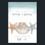 Starfish Seashell Beach Wedding Place Card<br><div class="desc">Designed to coordinate with my Starfish Sea wedding collection, this is a perfect place card for a nautical or beach themed wedding. The front features watercolor starfish and a seashell with text templates to type in names and table numbers. The reverse side features the bride and groom's names and wedding...</div>