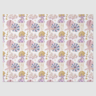 Starfish Seashell Blue Purple Nautical Decoupage Tissue Paper