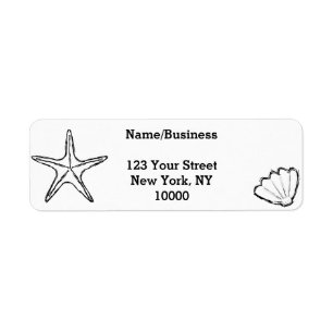 Starfish Seashell Drawings Custom Label