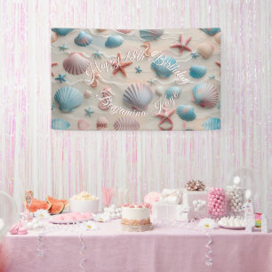 Starfish, Seashell, & Seahorses Pastel Sand Party Banner