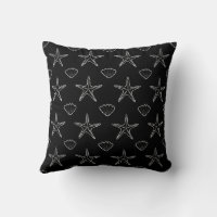 Starfish Seashell Sketch Pattern On Black