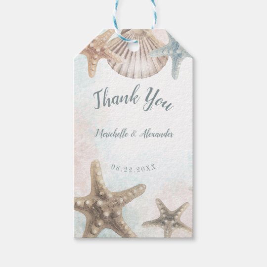 Starfish Seashell Tropical Beach Wedding Favor Gift Tags | Zazzle.com