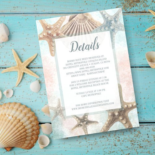 Starfish Seashell Tropical Wedding Guest Details Enclosure Card