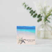 Starfish Seashells on Beautiful Beach Custom Square Business Card | Zazzle