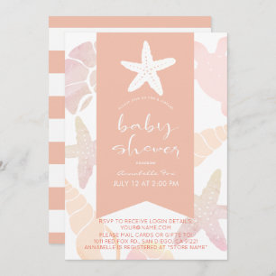 Starfish & Seashells Pink Virtual Baby Shower Invitation