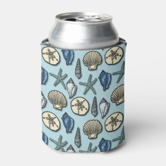 Starfish Seashells Pretty Nautical Beach Pattern Can Cooler
