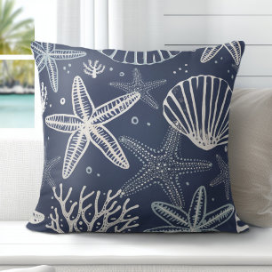 Starfish Seashells Throw Pillow