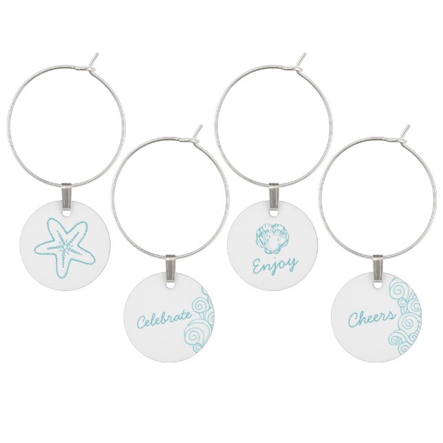 Starfish shell and swirl waves wedding charms (Staggered)