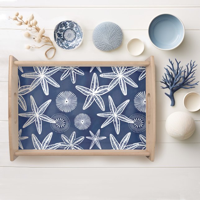 Starfish Shell Blue White Serving Tray (Creator Uploaded)