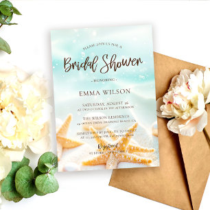 Starfish Shell Ocean Summer Beach Bridal Shower Invitation