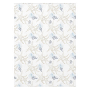 Starfish Shell White Blue Beach Table Cloth