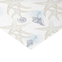 Starfish Shell White Blue Beach Tissue Paper | Zazzle