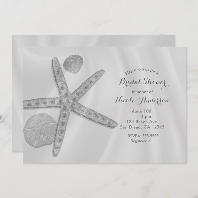 Starfish & Shells Beach Bridal Shower or Wedding Invitation (Front/Back)