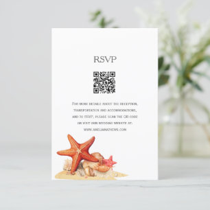 Starfish shells beach nautical wedding RSVP card