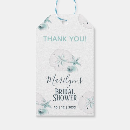 Starfish Shells Modern Elegant Beach Bridal Shower Gift Tags