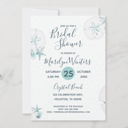 Starfish Shells Modern Elegant Beach Bridal Shower Invitation