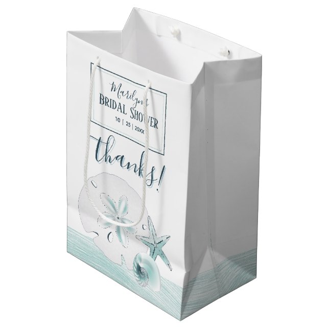 Starfish Shells Modern Elegant Beach Wedding Party Medium Gift Bag (Front Angled)