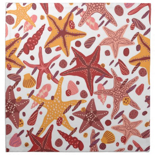 Starfish Shells Scandinavian Sea Pattern Cloth Napkin