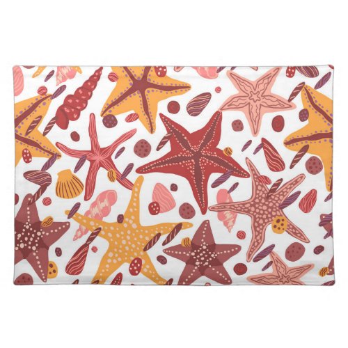 Starfish Shells Scandinavian Sea Pattern Cloth Placemat