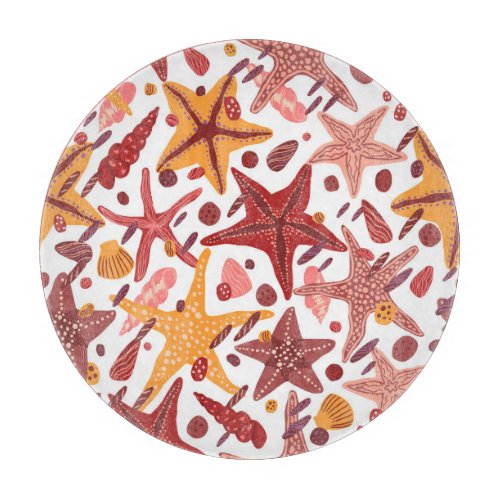Starfish Shells Scandinavian Sea Pattern Cutting Board