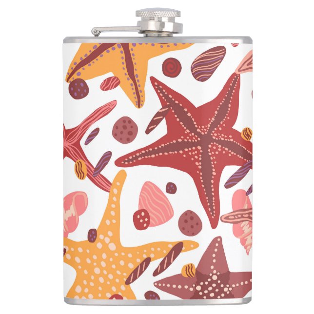 Starfish Shells: Scandinavian Sea Pattern Flask (Front)