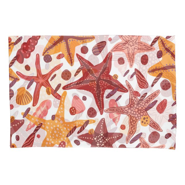 Starfish Shells: Scandinavian Sea Pattern Pillow Case (Front)