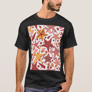Starfish Shells: Scandinavian Sea Pattern T-Shirt