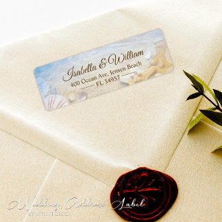 Starfish Shells Tropical Beach Wedding Address Label